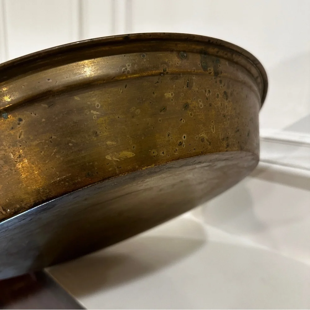 Vintage Sarna Brass Large Solid Brass Basin Bowl India Heavy Gauge Decor